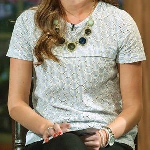 J Crew eyelet blouse with bow in back